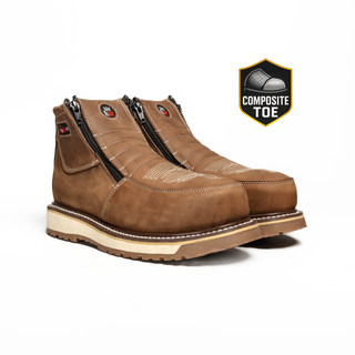 Western Flex 6" Zipper Double Density Sole Work Boots Medallion Laton