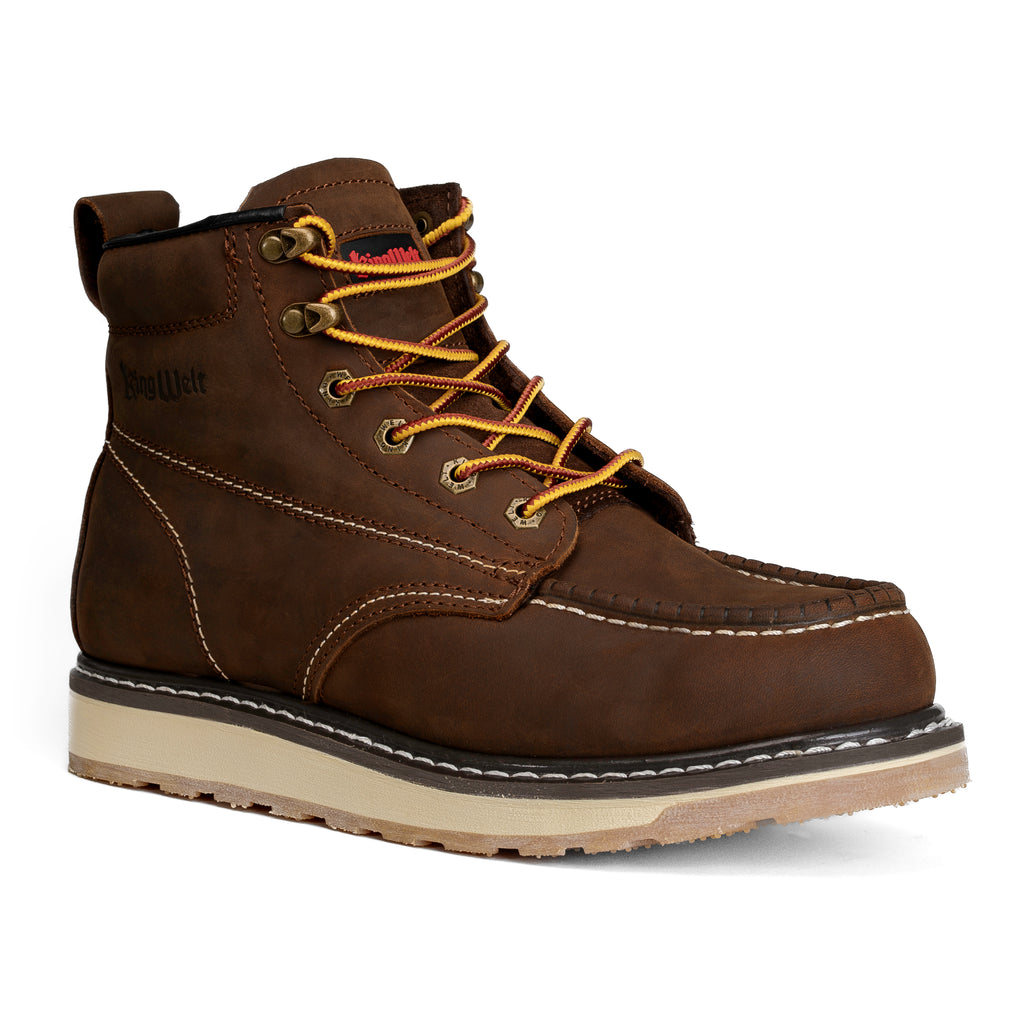 Moc Toe Rock Rooster Boot ROCKROOSTER Men's Wedge Work Boots, Safety Water Resistant Leather Boots,  ASTM 2892 AP611