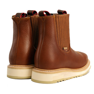 Ultra Flex 6" Tan Work Boots for Men Slip On Safety Leather Chelsea Durable and Comfortable Work Shoes