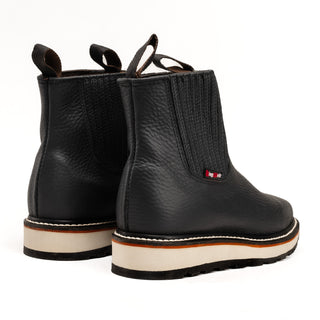 Ultra Flex 6" Black Work Boots for Men Slip On Safety Leather Chelsea Durable and Comfortable Work Shoes