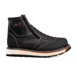 Ultra Flex 6" Black Double Zipper, Work Boots Soft Toe, Full-Grain Leather.