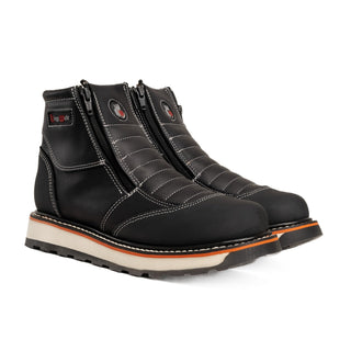 Ultra Flex 6" Black Double Zipper, Work Boots Soft Toe, Full-Grain Leather.
