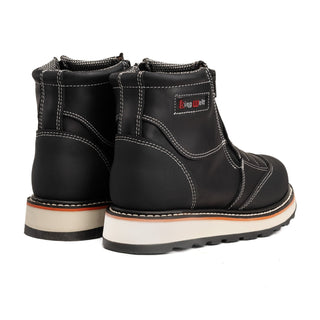 Ultra Flex 6" Black Double Zipper, Work Boots Soft Toe, Full-Grain Leather.