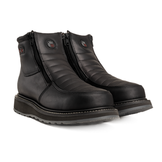 Ultra Flex 6"  Black Double Zipper, Work Boots for Men - Soft Toe, Full-Grain Leather.
