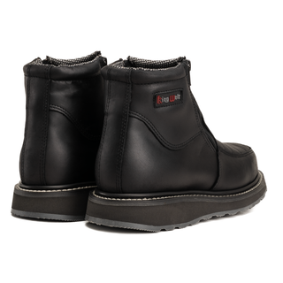 Ultra Flex 6"  Black Double Zipper, Work Boots for Men - Soft Toe, Full-Grain Leather.