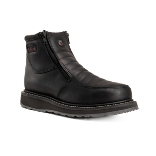 Ultra Flex 6"  Black Double Zipper, Work Boots for Men - Soft Toe, Full-Grain Leather.