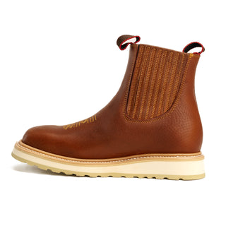 Ultra Flex 6" Tan Work Boots for Men Slip On Safety Leather Chelsea Durable and Comfortable Work Shoes