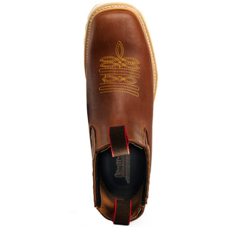 Ultra Flex 6" Tan Work Boots for Men Slip On Safety Leather Chelsea Durable and Comfortable Work Shoes