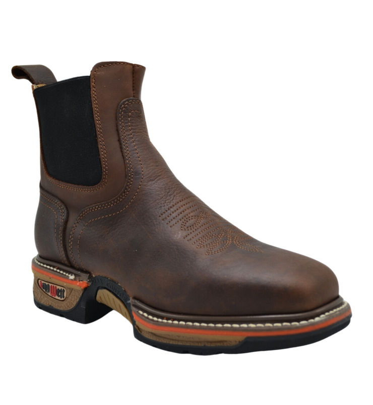 King Welt Buffalo Razor 6" 3060 Brown, slip on, soft toe, Work Boot Lightweight & Slip resistant.