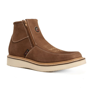 Country Flex 6' Sand Double Zipper Work Boots for Men Soft Toe Leather Wedge Sole