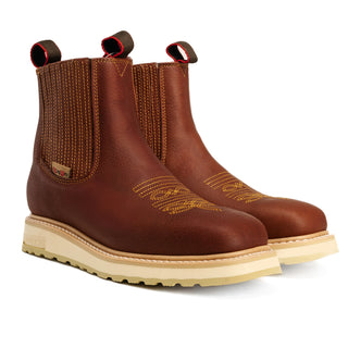 Ultra Flex 6" Shedron Work Boots for Men Slip On Safety Leather Chelsea Durable and Comfortable Work Shoes