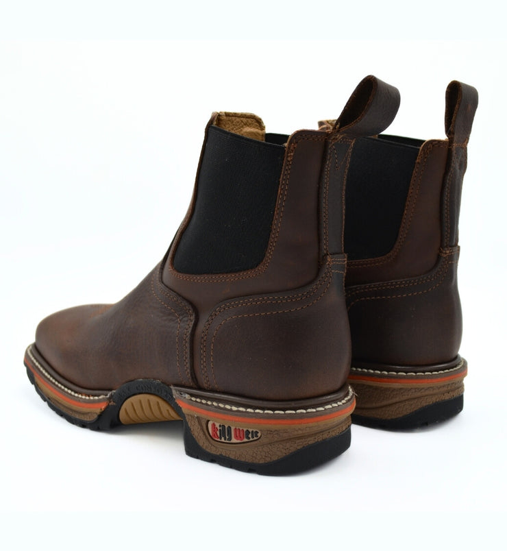 King Welt Buffalo Razor 6" 3060 Brown, slip on, soft toe, Work Boot Lightweight & Slip resistant.