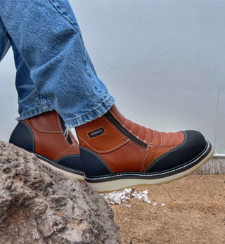 Ultra Flex 6" Zipper Double Density Sole, Work Boots Honey/Black