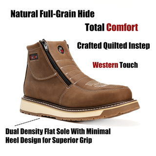 Western Flex 6" Zipper Double Density Sole Work Boots Medallion Laton