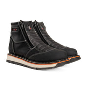 Ultra Flex 6" black Double Zipper, Work Boots Soft Toe, Full-Grain Leather.