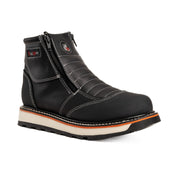 Ultra Flex 6" black Double Zipper, Work Boots Soft Toe, Full-Grain Leather.