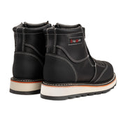 Ultra Flex 6" black Double Zipper, Work Boots Soft Toe, Full-Grain Leather.