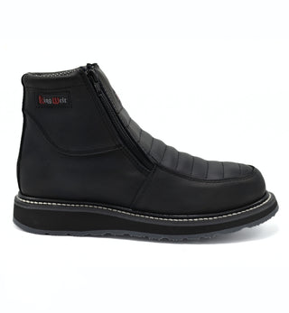 Ultra Flex 6"  Black Double Zipper, Work Boots for Men - Soft Toe, Full-Grain Leather.