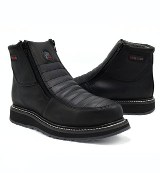 Ultra Flex 6"  Black Double Zipper, Work Boots for Men - Soft Toe, Full-Grain Leather.