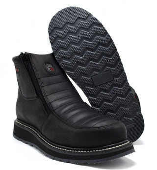 Ultra Flex 6"  Black Double Zipper, Work Boots for Men - Soft Toe, Full-Grain Leather.