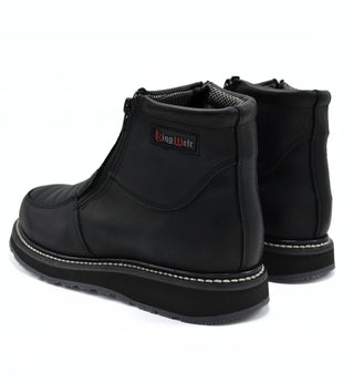 Ultra Flex 6"  Black Double Zipper, Work Boots for Men - Soft Toe, Full-Grain Leather.