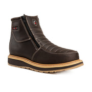 Ultra Flex 6" Brown Double Zipper Work Boots Soft Toe, Full-Grain Leather.