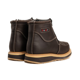 Ultra Flex 6" Brown Double Zipper Work Boots Soft Toe, Full-Grain Leather.