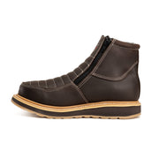 Ultra Flex 6" Brown Double Zipper Work Boots Soft Toe, Full-Grain Leather.