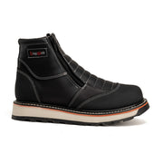 Ultra Flex 6" black Double Zipper, Work Boots for Men - Soft Toe,  Full-Grain Leather, Anti fatigue Comfort Insole, Superior Oil/Slip Resistant,