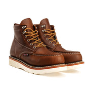 Apache 6” Dark Brown  Wedge Moc Toe Work Boots for Men , Premium Full-Grain Leather,.