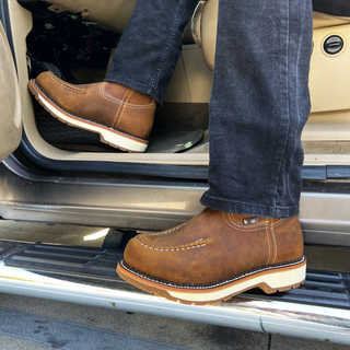 Lasso 11' Tan, Pull Up Soft Toe Lightweight Moc Work Boot