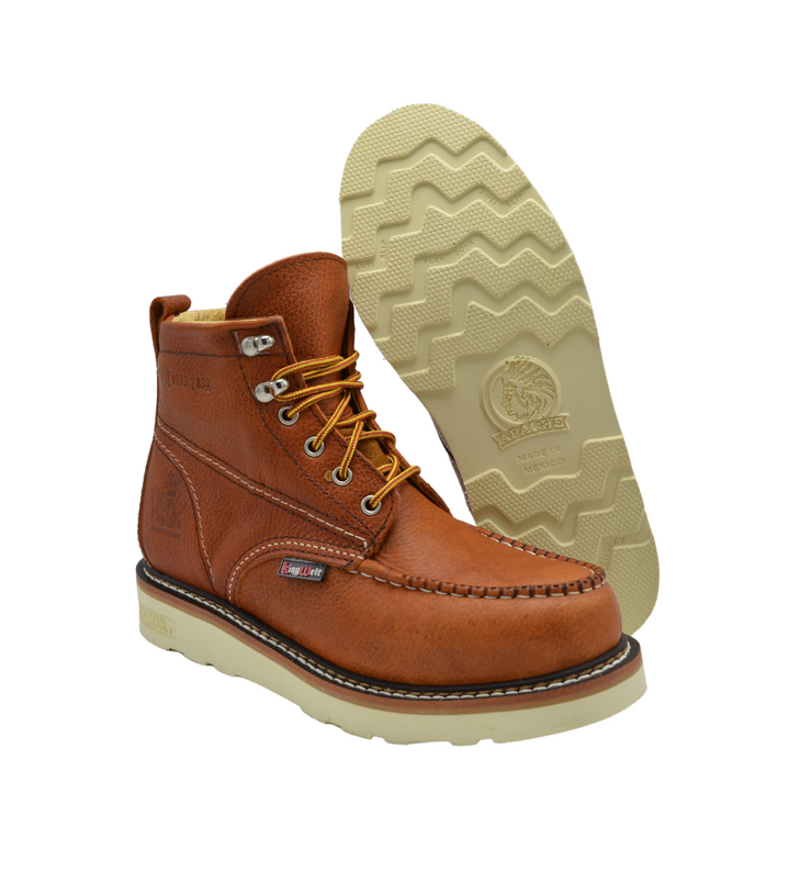 Apache Work Short Boot Moc Toe Signature Edition Mastercrafted in Tan - Full Grain Leather , Ultra Lightweight - Ultra Comfort