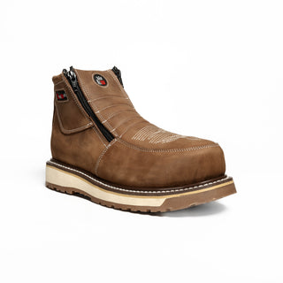 Western Flex 6" Zipper Double Density Sole Work Boots Medallion Laton