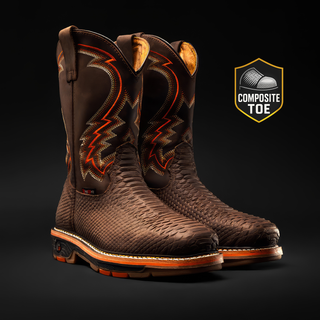 Venom 11" Python Tribute Work Boot Soft Toe, Lightweight, Square Toe, Slip On
