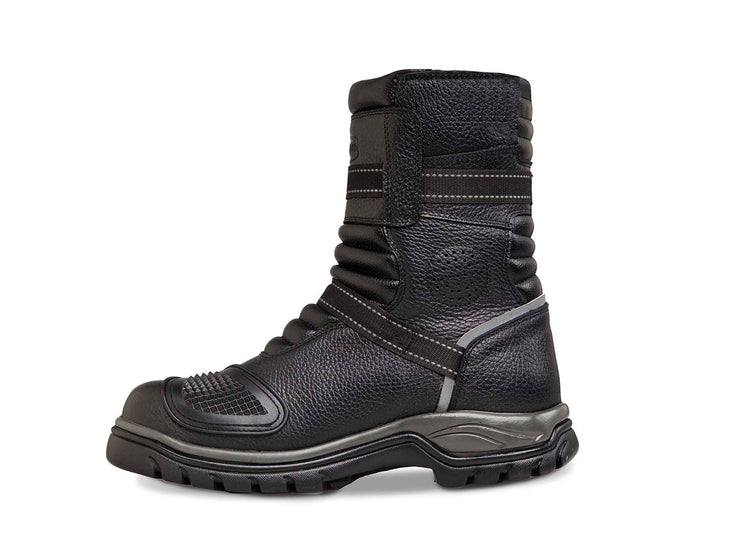 Motorcycle Riding Boots Full Black Leather Boots with Protections