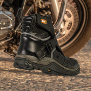Motorcycle Leather Work Boots - Breathable with Protections